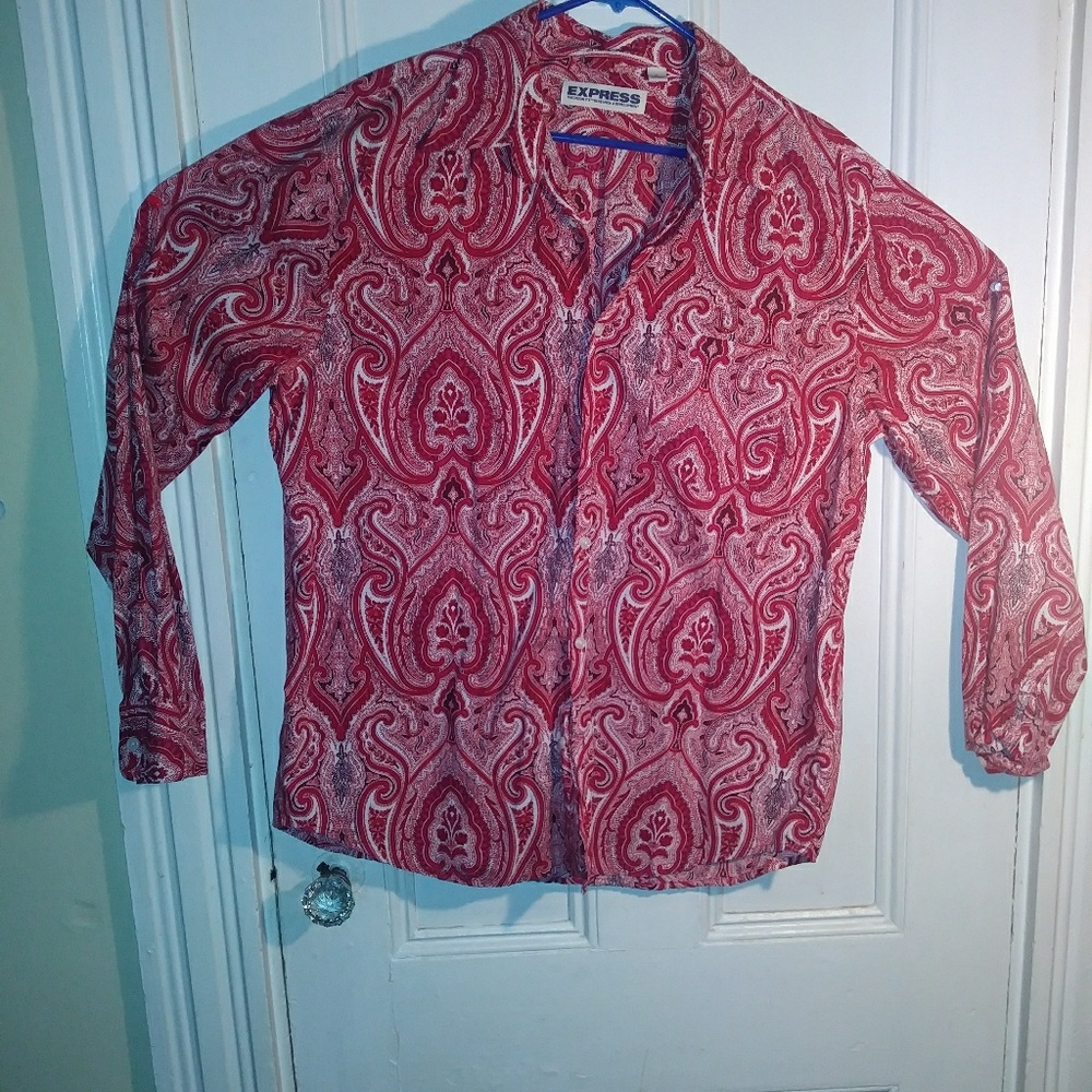 Express red and white shirt